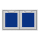 Double access doors with two square inserts, dark blue panels