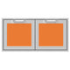 Double access doors with two square mesh panels, orange