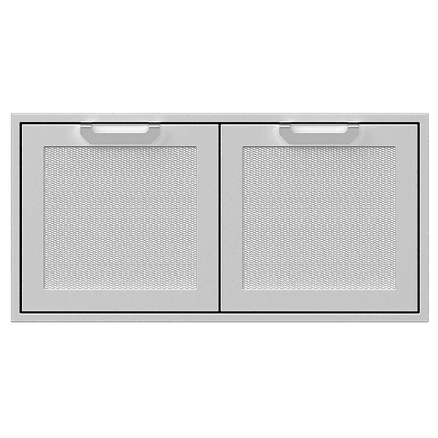 Double access doors with two square mesh panels, white