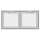 Double access doors with two square mesh panels, off-white