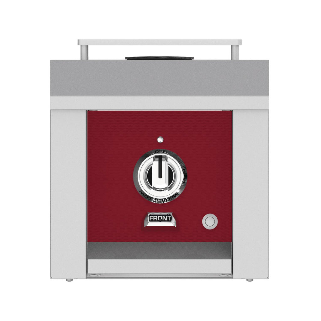 Single side burner with red control panel and side control dial