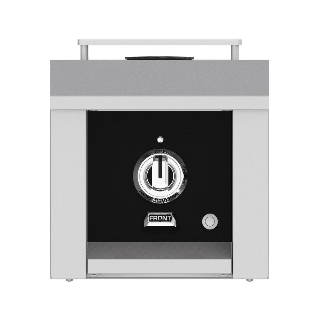 Single side burner with black control panel and front knob