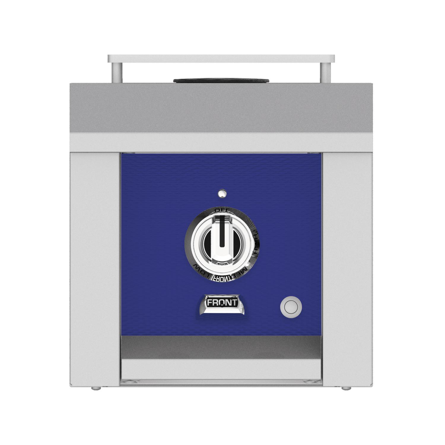 Single side burner with navy control panel and front knob