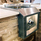 Hestan single side burner with side control knob on stainless body