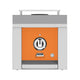 Hestan single side burner front with orange control panel and stainless frame