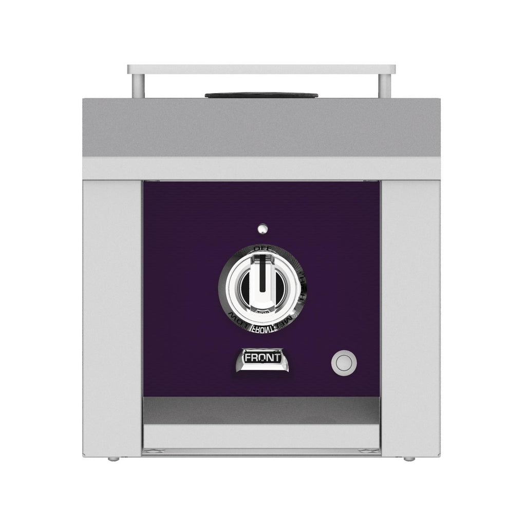 Single side burner with purple control panel and front knob