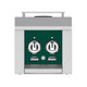 Double side burner grill front with green control panel and two knob switches