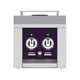 Double side burner control panel with two circular knobs on dark purple faceplate