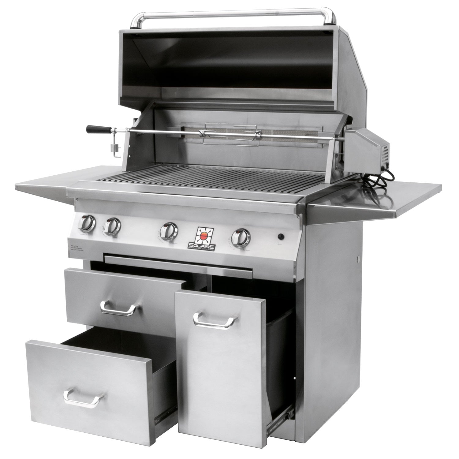 Solaire AGBQ-30 30-Inch Deluxe Freestanding Grill on 3-Drawer Cart with Rotisserie