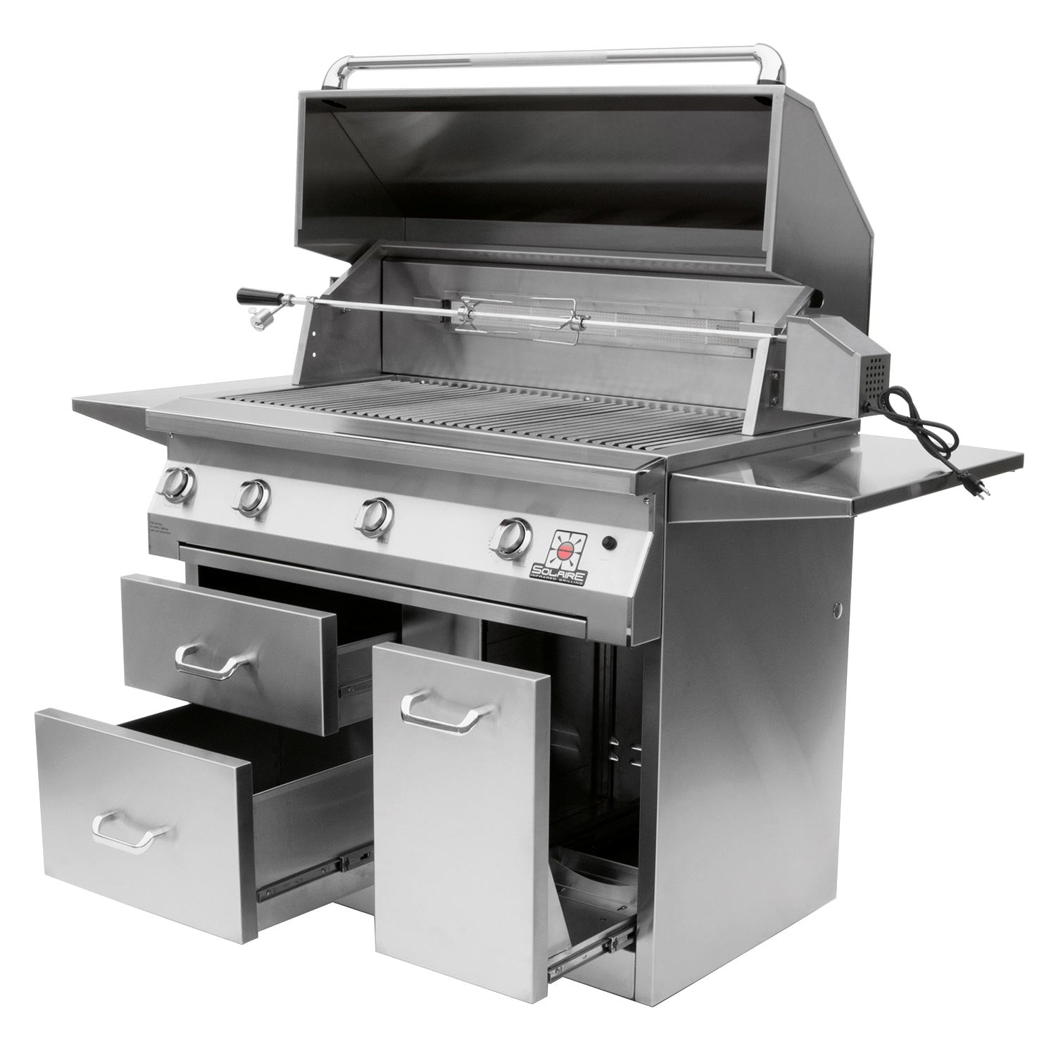 Solaire AGBQ-42 42-Inch Deluxe Freestanding Grill on 3-Drawer Cart with Rotisserie