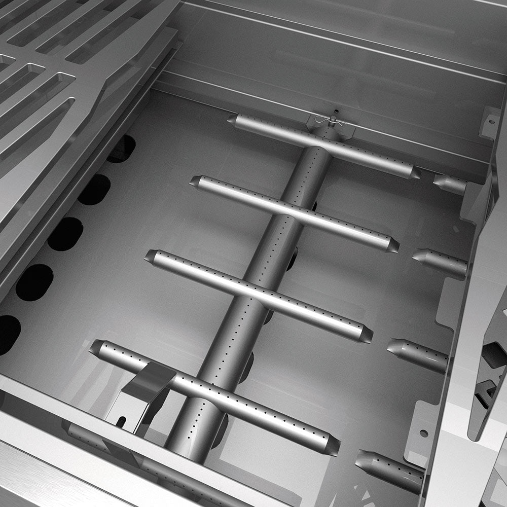 Stainless steel burner conversion kit with cross-shaped manifold tubes