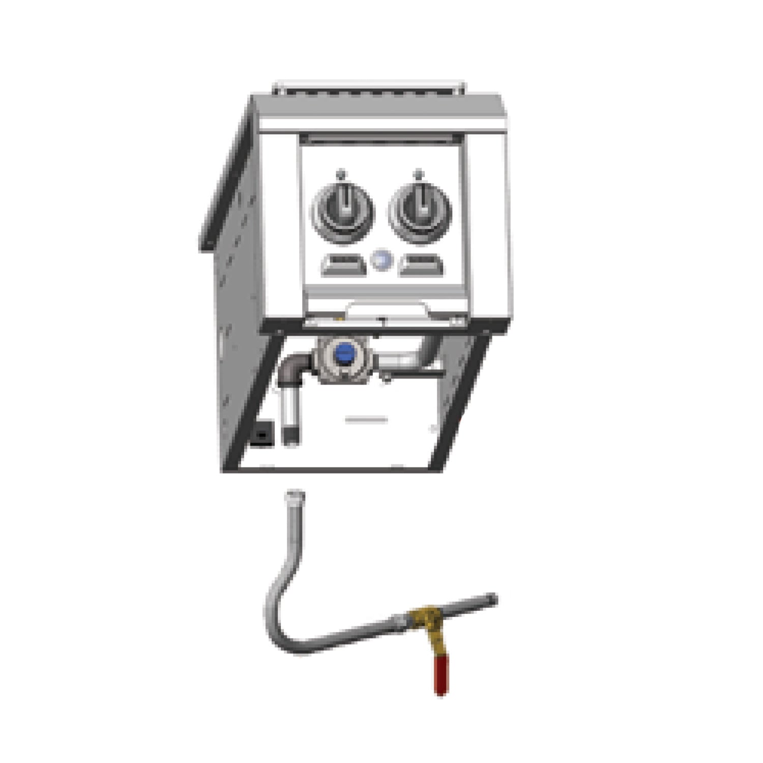 Stainless steel gas conversion kit with control knobs and LP hose connection
