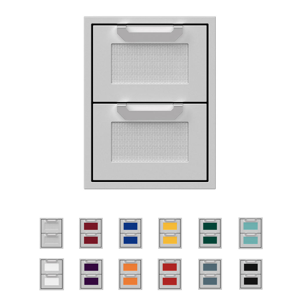 Double storage drawer unit with two mesh-front drawers, light gray liners