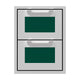 Double storage drawer unit with two mesh-front drawers, dark green liners