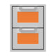 Double storage drawer unit with two mesh-front drawers, orange liners