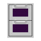 Double storage drawer unit with two mesh-front drawers, purple liners