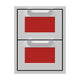 Double storage drawer unit with two mesh-front drawers, red liners