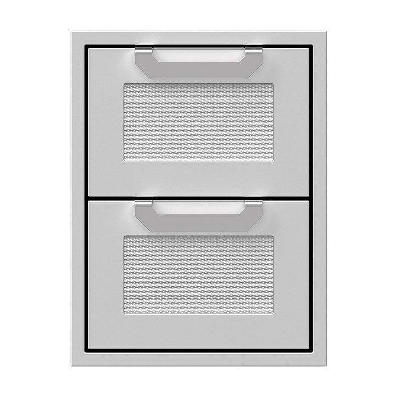Double storage drawer unit with two mesh-front drawers, light gray