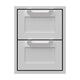 Double storage drawer unit with two mesh-front drawers, light gray