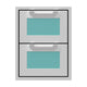 Double storage drawer unit with two mesh-front drawers, teal liners