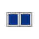 Double sealed pantry storage doors with two dark blue square panels