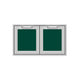 Double-sealed pantry storage doors, 36-inch, dark green mesh panels with silver frame
