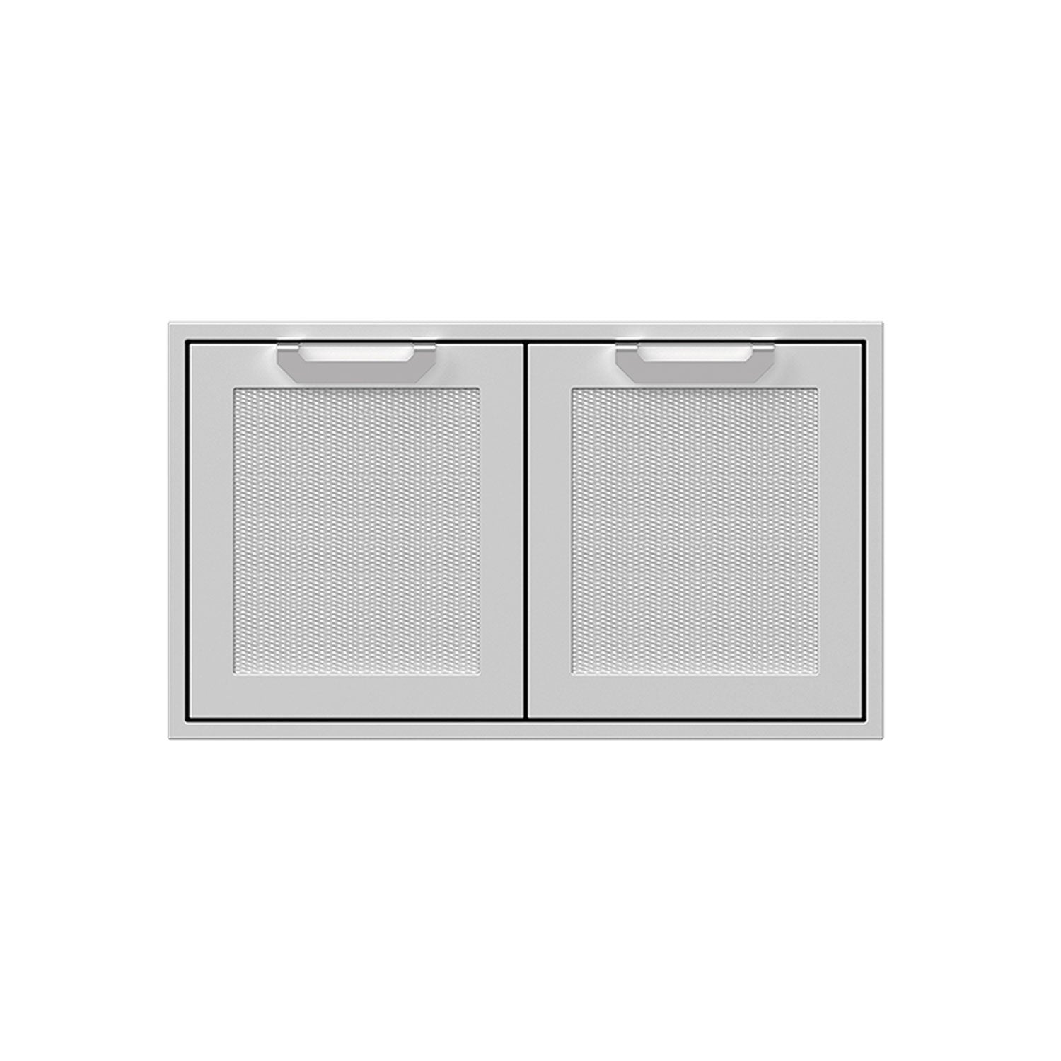 Double-sealed pantry storage doors, 36-inch, light mesh panels with silver frame