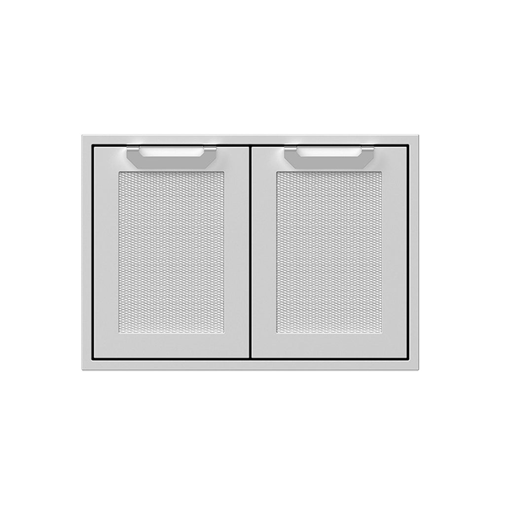 Hestan AGSD30 double storage doors with two vented mesh panels, light gray