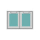 Hestan AGSD30 double storage doors with two vented mesh panels, teal color