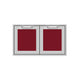 Double storage doors with red panels and silver frame