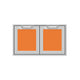 Hestan double storage doors with two orange colored panels and top handles