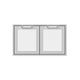 Hestan double storage doors with two white mesh panels and top handles