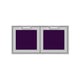 Double storage doors with two purple panel insets and arched handles