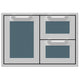 Double drawer storage combo with blue-green drawer fronts and two pull handles