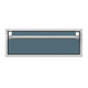 Single storage drawer front in Pacific Fog blue-gray with textured silver bar handle