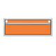 Single storage drawer front in Citra orange with textured silver bar handle