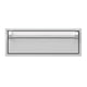 Single storage drawer front in Froth light gray with textured silver bar handle