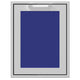 Storage drawer front with blue textured panel