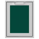 Storage drawer with dark green textured insert panel and top handle