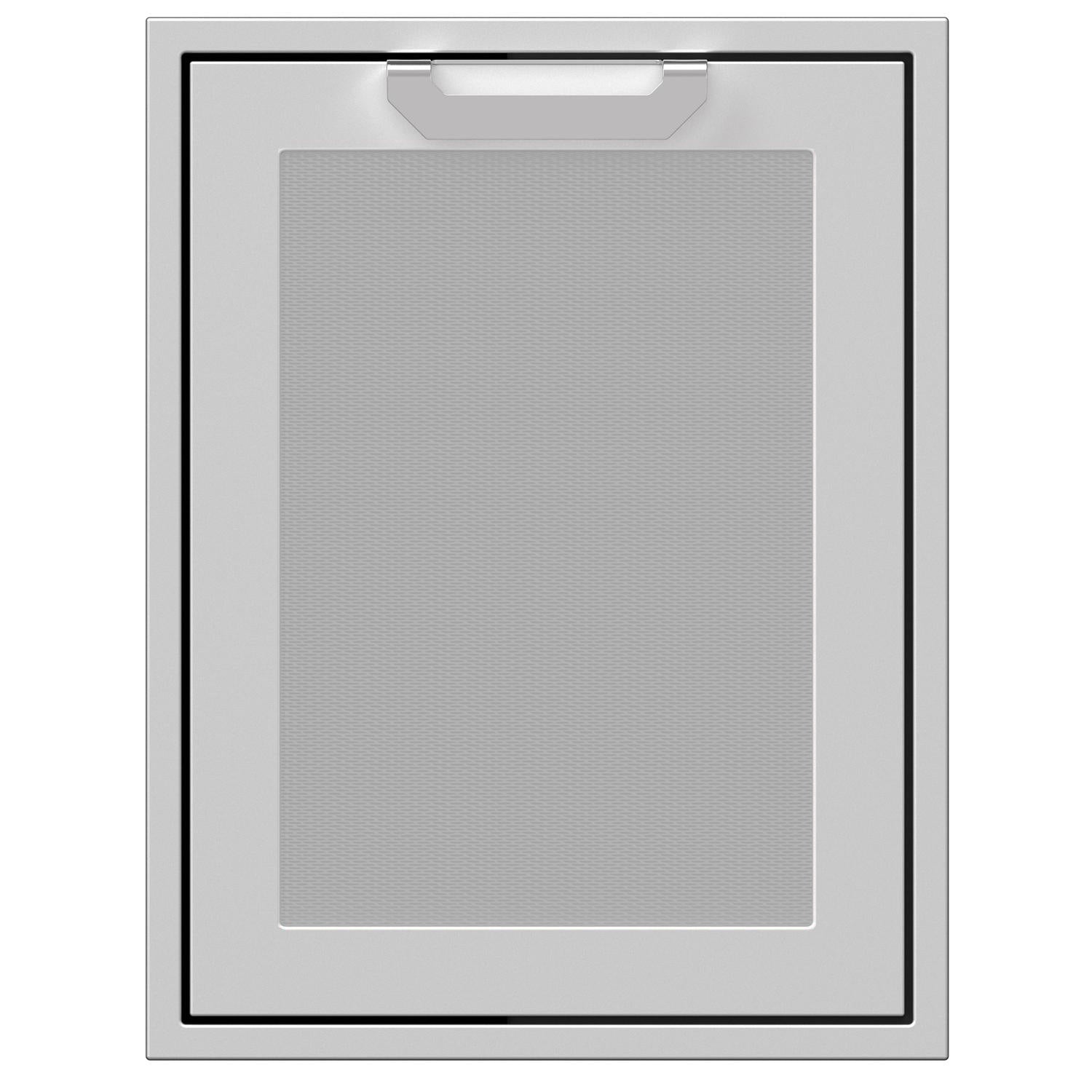 Storage drawer with textured light gray insert panel and top handle