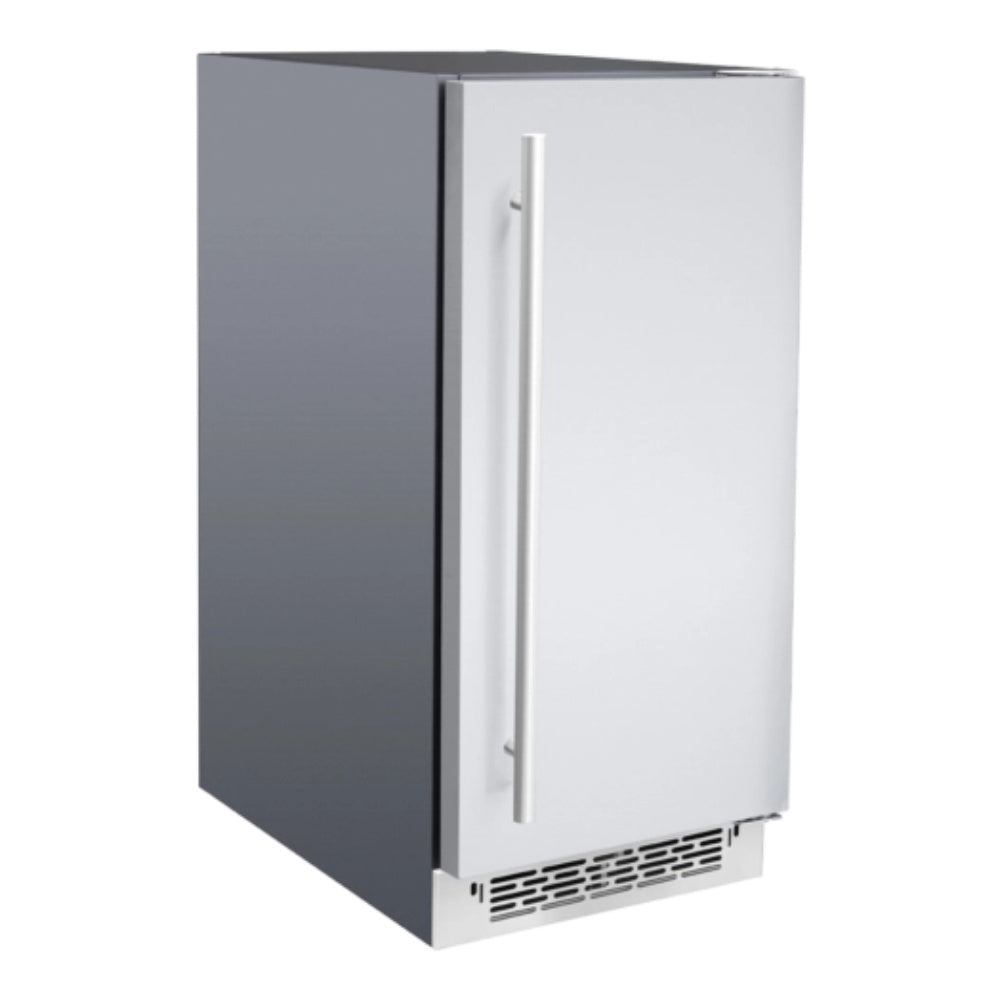 Stainless steel nugget ice maker with two-tone reversible door and front handle