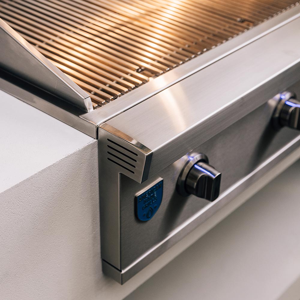 36-inch built-in gas grill side control knob and vent on control panel