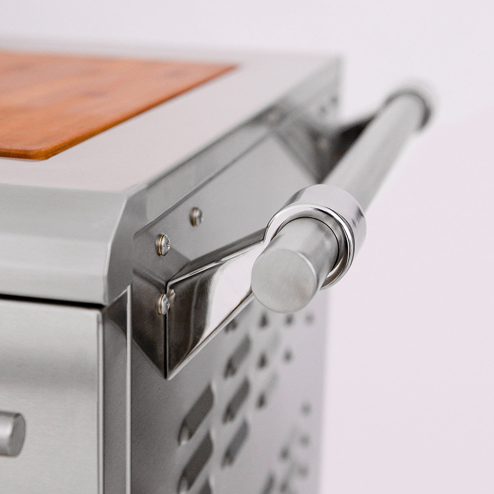 Stainless side control bracket with round knob and perforated panel