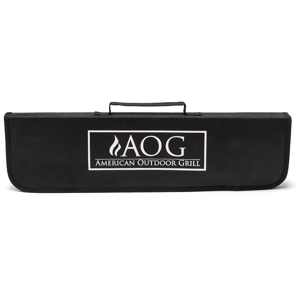 Black grilling tool case with handle and rectangular storage shape