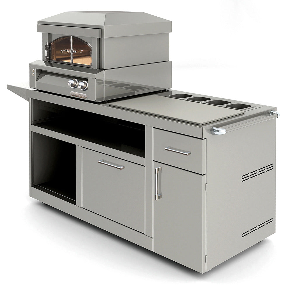 Alfresco AXE-PZA-PPC Countertop Pizza Oven on Deluxe Pizza Oven Prep Cart, 81