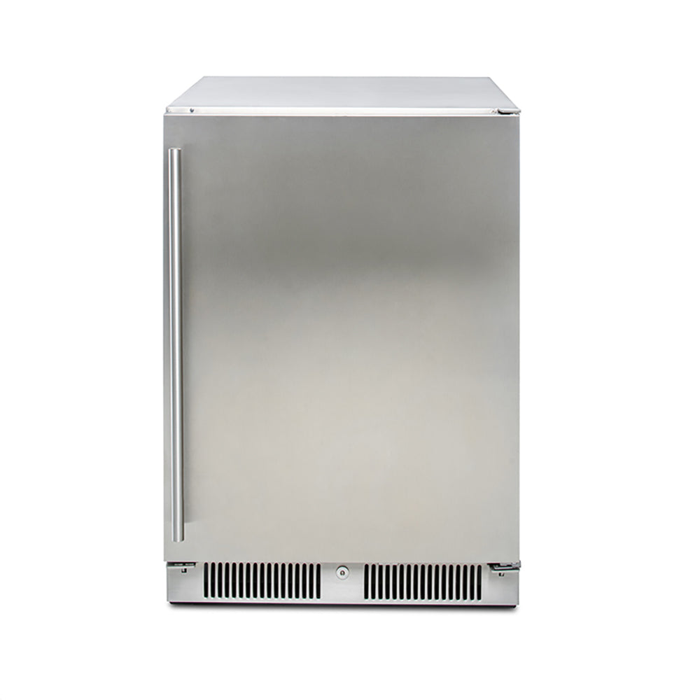 Outdoor fridge with stainless door and long vertical handle
