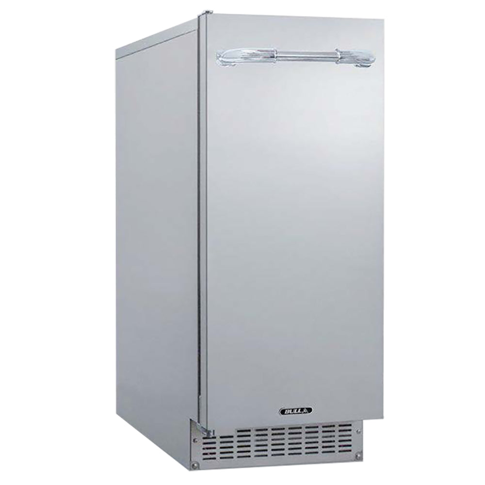 Outdoor stainless steel ice maker, front door and top handle, vented base
