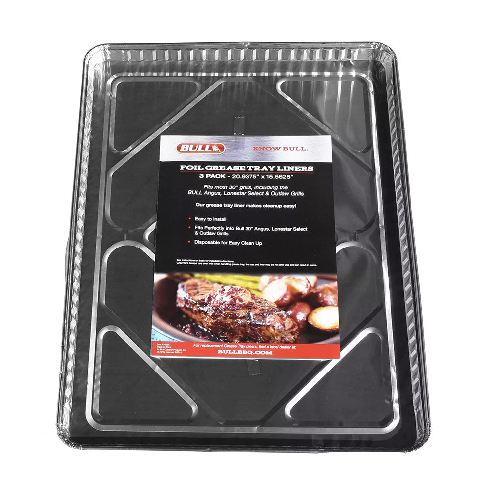 Aluminum grease tray liner pan, square, with nonstick coating and Bull label