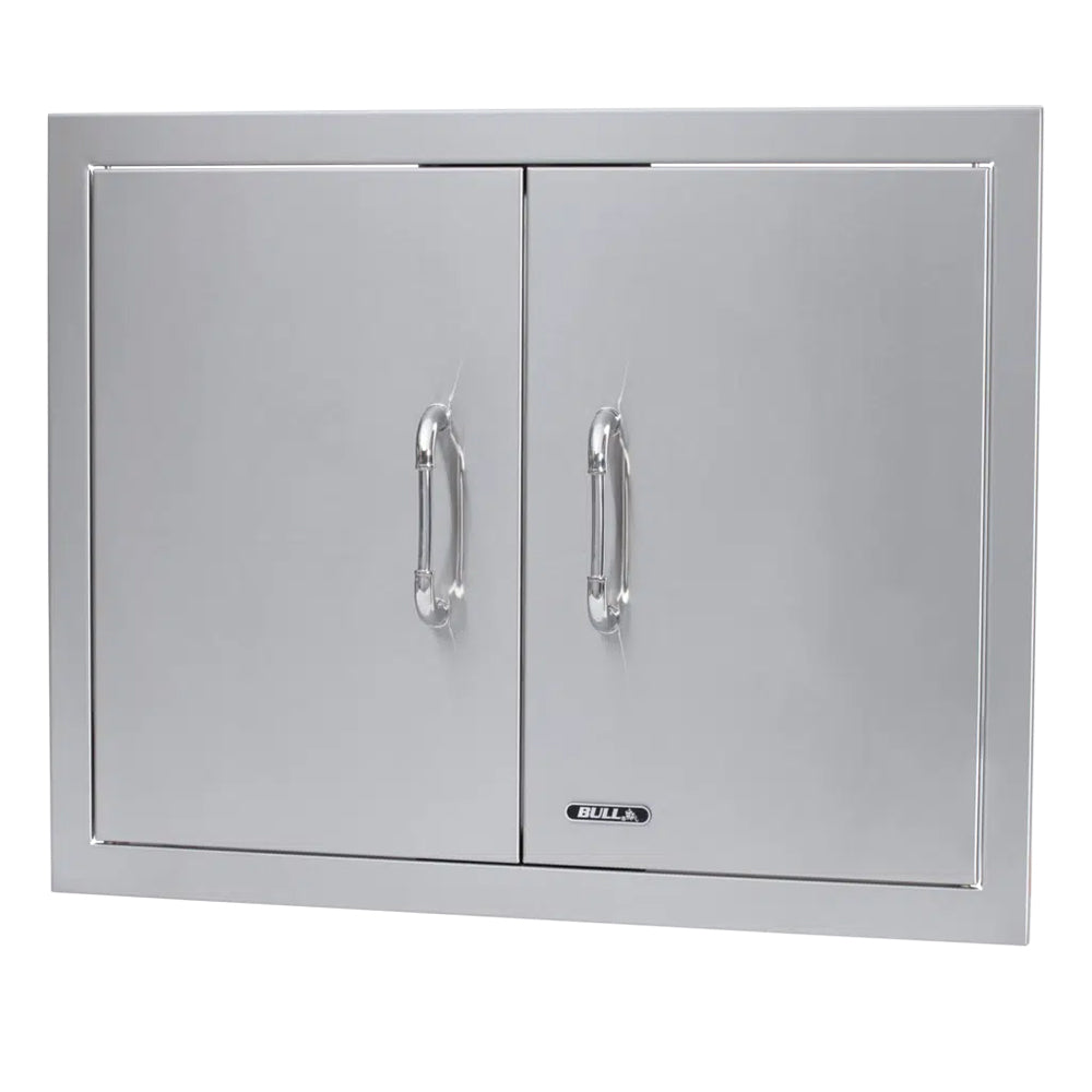 Double access door with two metal handles, stainless steel, 25-inch width