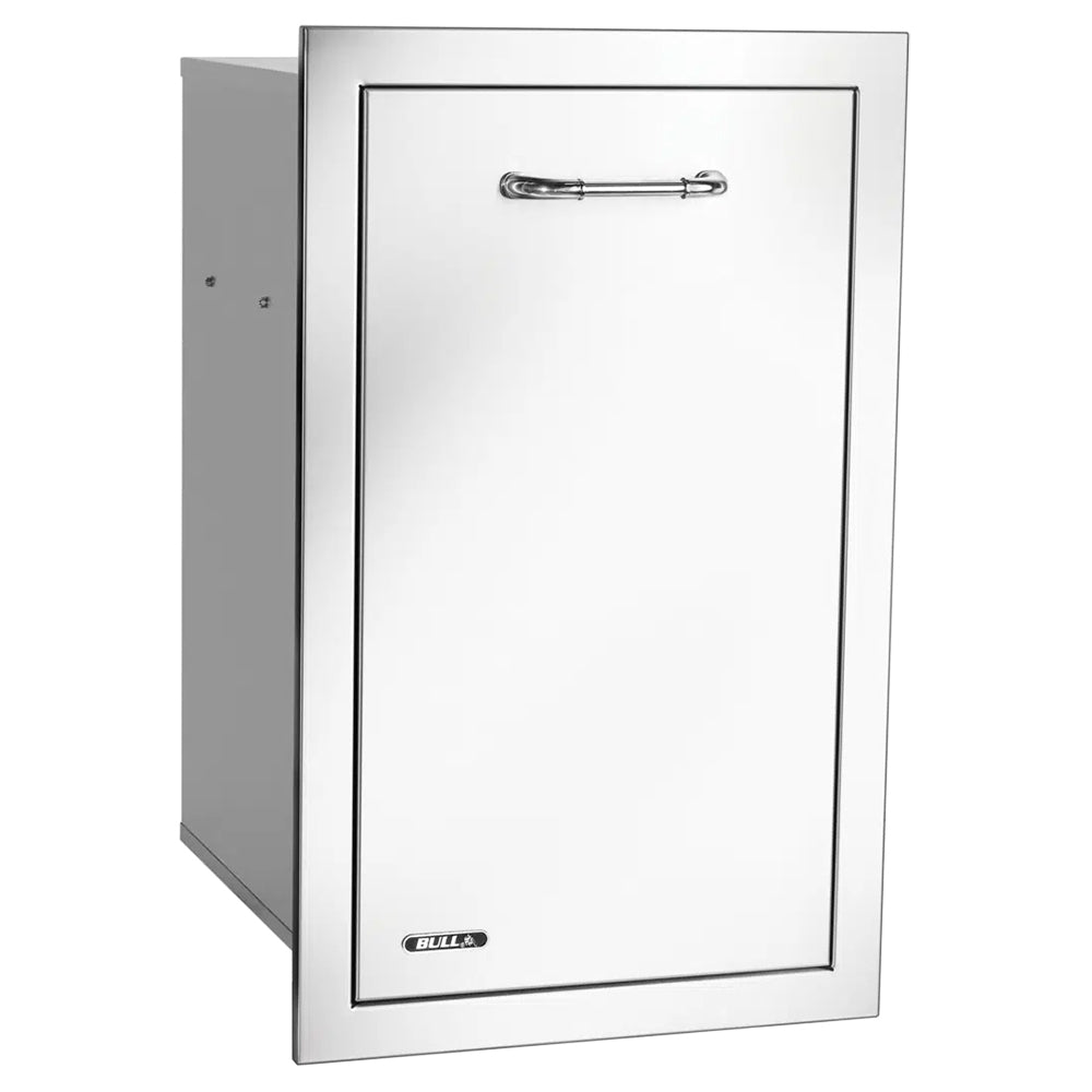 Stainless steel slim 10-gallon trash drawer with handle and front latch